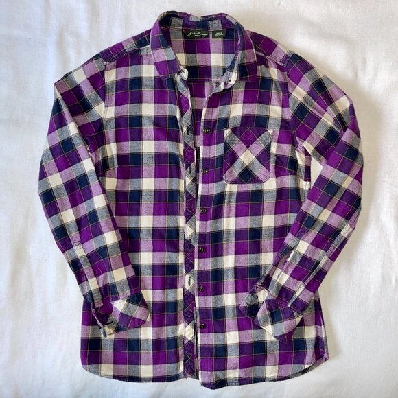 Eddie Bauer | Purple Plaid Button Down Shirt | XS - Picture 9 of 10